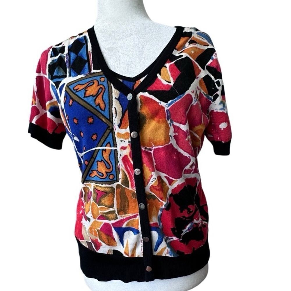 Peter Nygard Colorful Tank Top and Sweater Short Sleeve SZ S